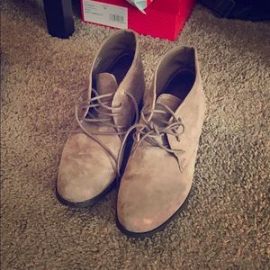 Tan Suede Booties (low heel)